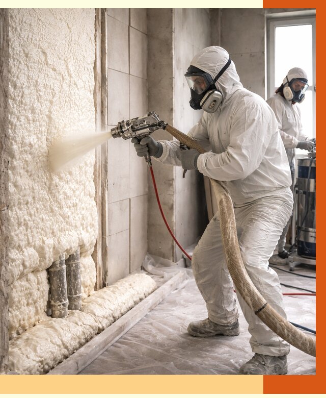 Напыление пенополиуретана в Новодвинске от 7670 руб./м2 — услуги и монтаж ППУ | ТепломастерНвд